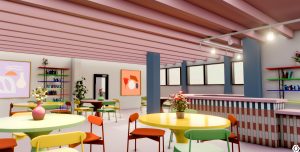 Public Interior Design Visuals 3D Renders of Joy cafe